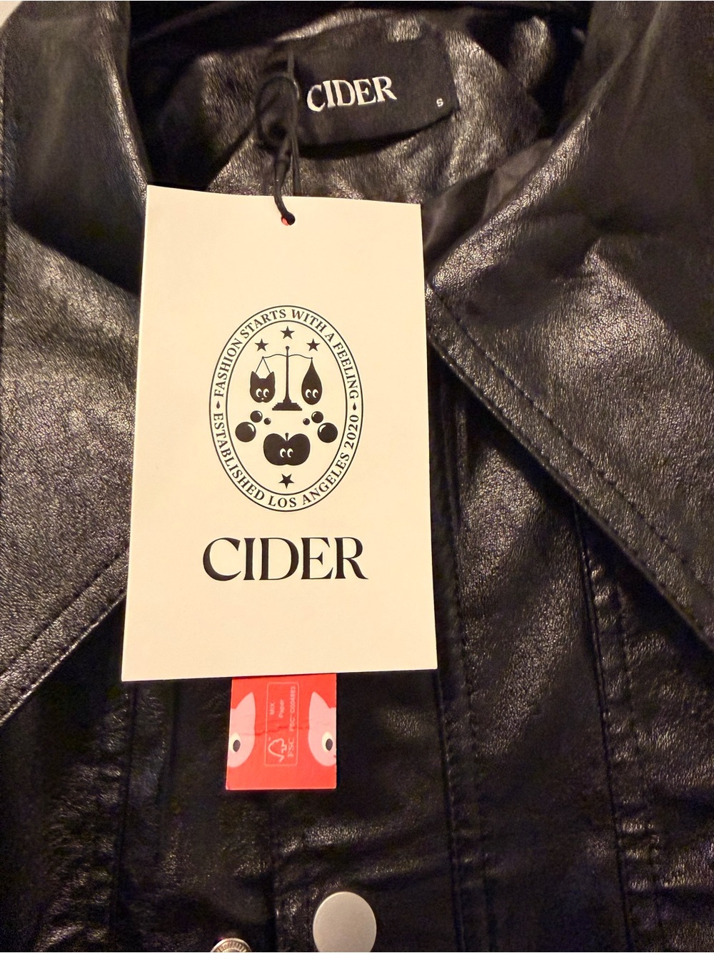 Cider Black Leather Bomber Jacket - Picture 2 of 5